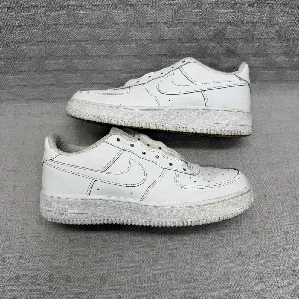 Nike Air Force 1‎ Shoes Youth Size 7 White Leather Low Top FV5951-111